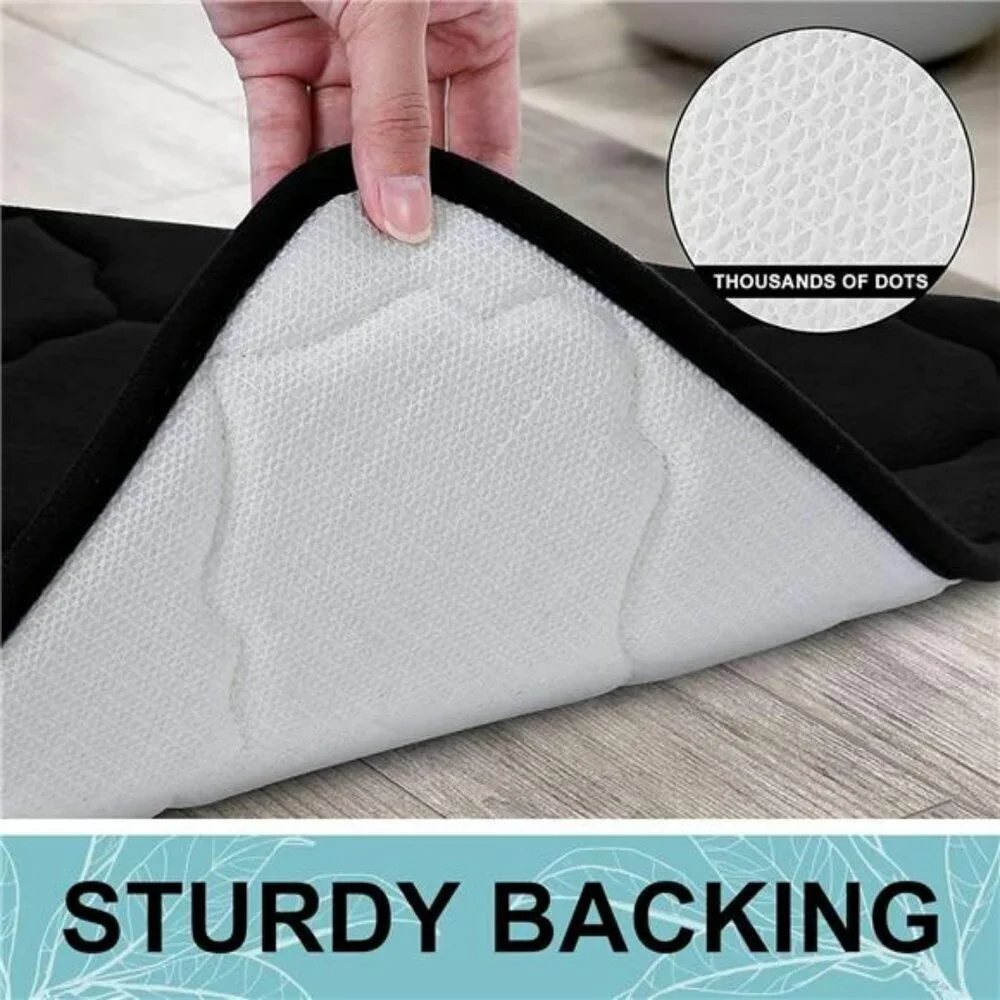 Memory Foam Bath Mat 24x16 Soft Absorbent Non Slip Machine Washable Black
